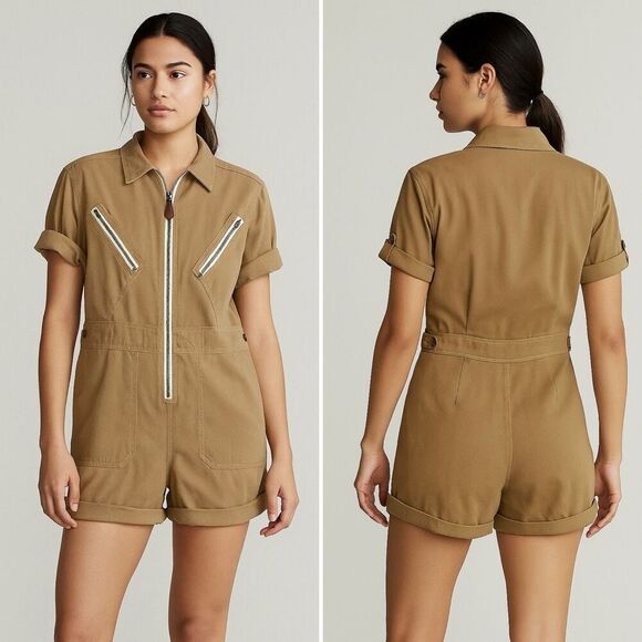 Polo Ralph Lauren 100% Lyocell Utility Romper 12 Tan Romper NWT Summer Casual - Picture 2 of 14
